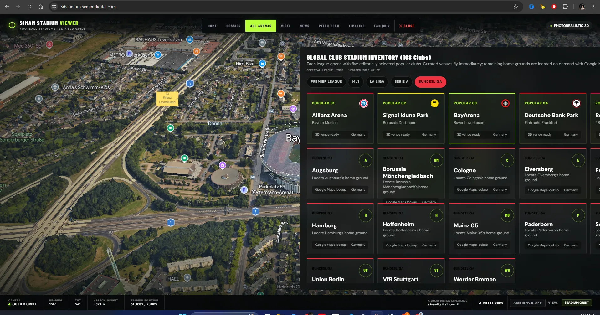 3D Stadium Viewer, a photoreal interactive stadium exploration app