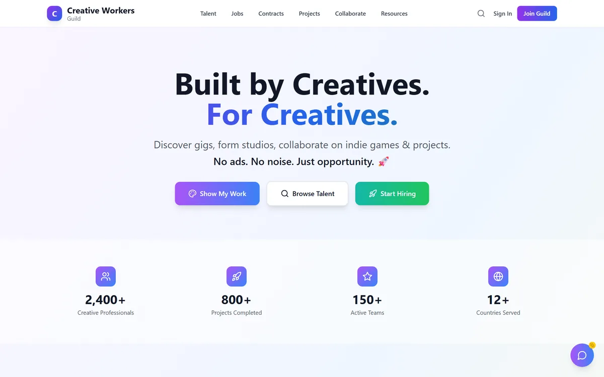 Creative Workers Guild: talent, jobs and collaboration platform