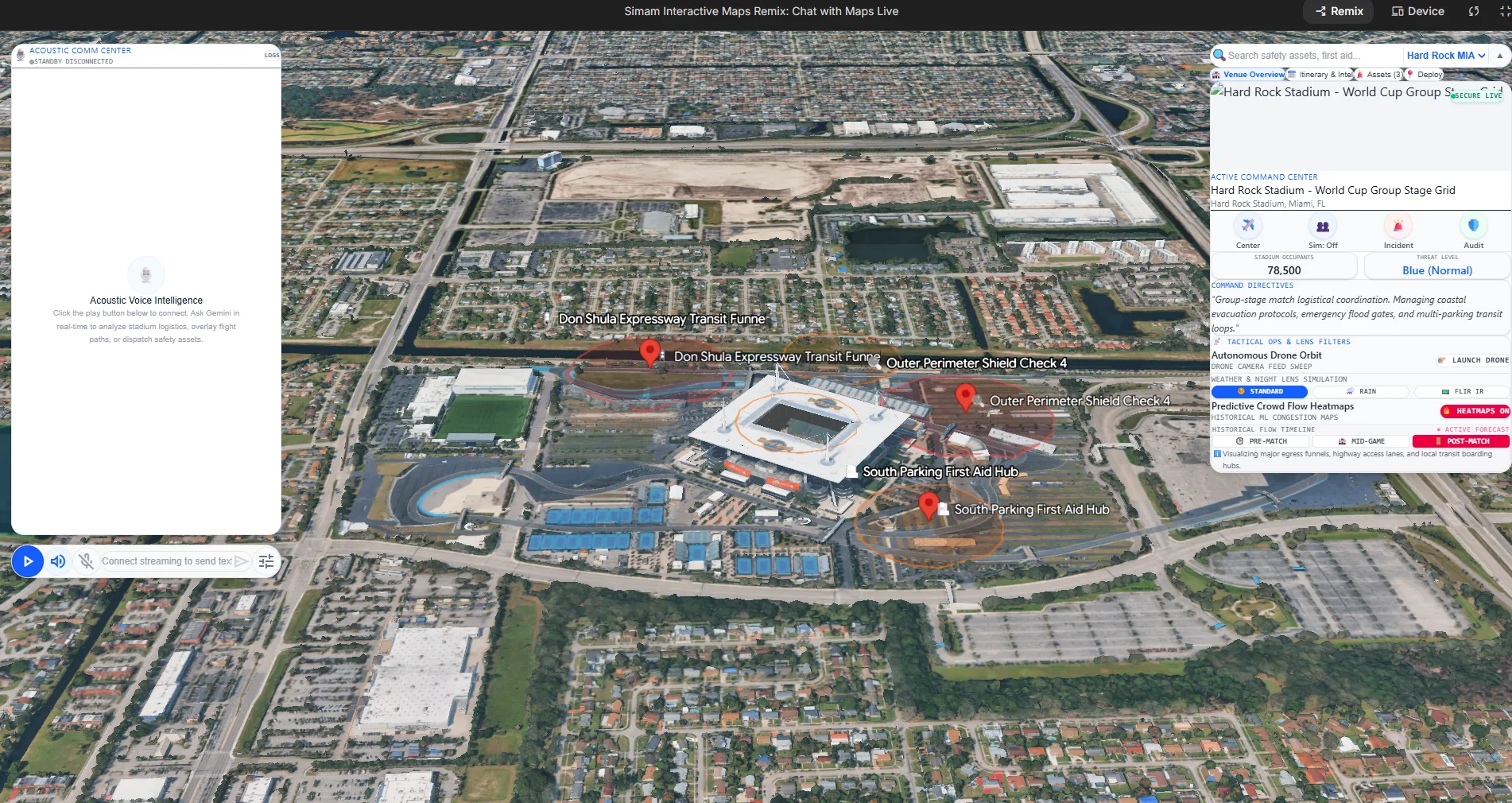 AI infrastructure management dashboard with live 3D map