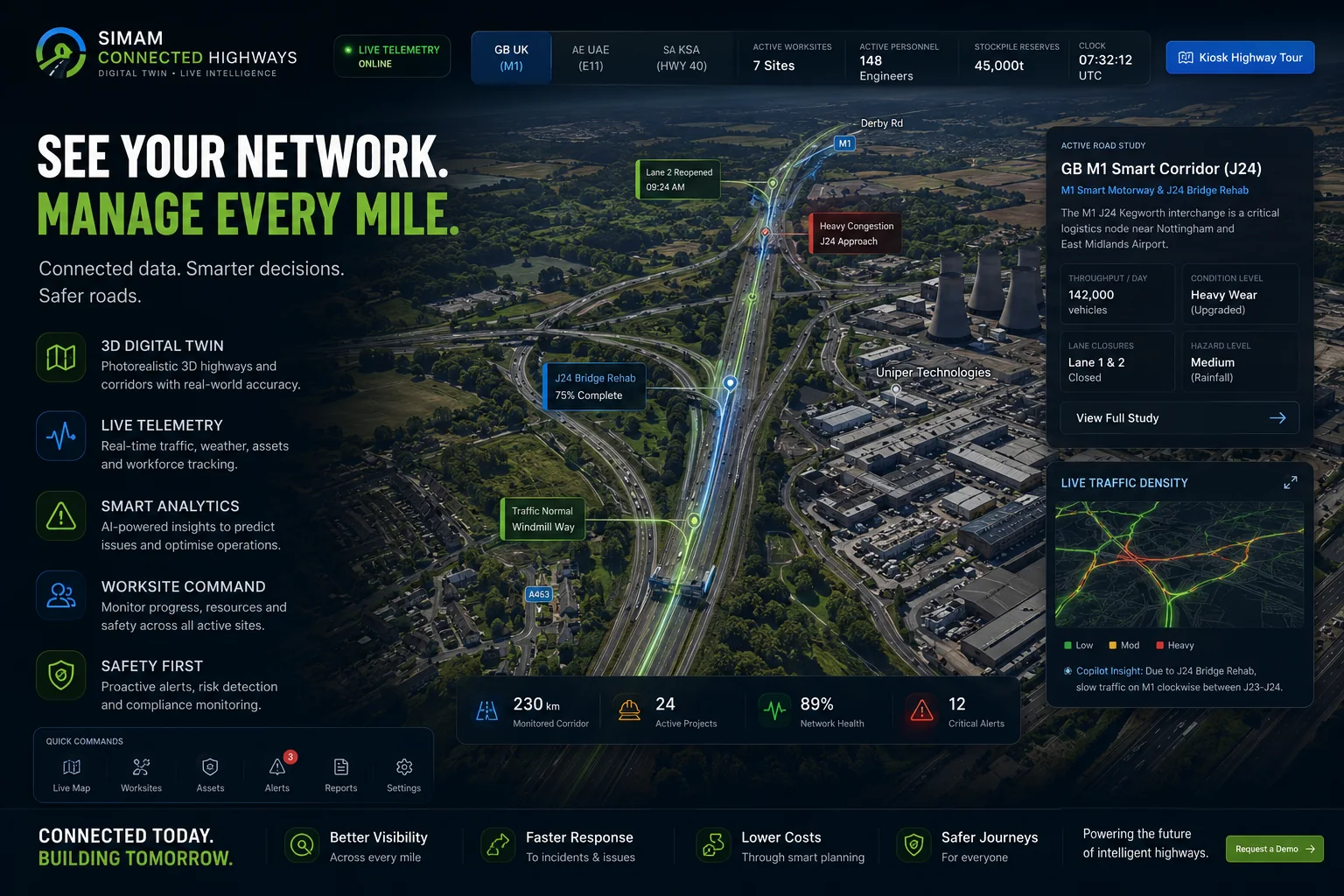 Connected Highways, a road corridor digital twin with live asset layers